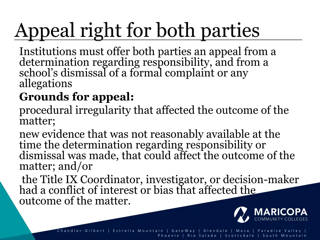 appeal right for both parties institutions must