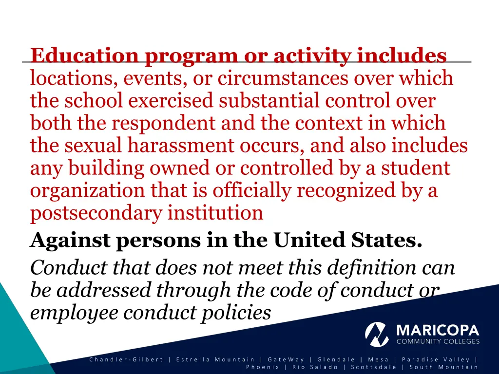 education program or activity includes locations