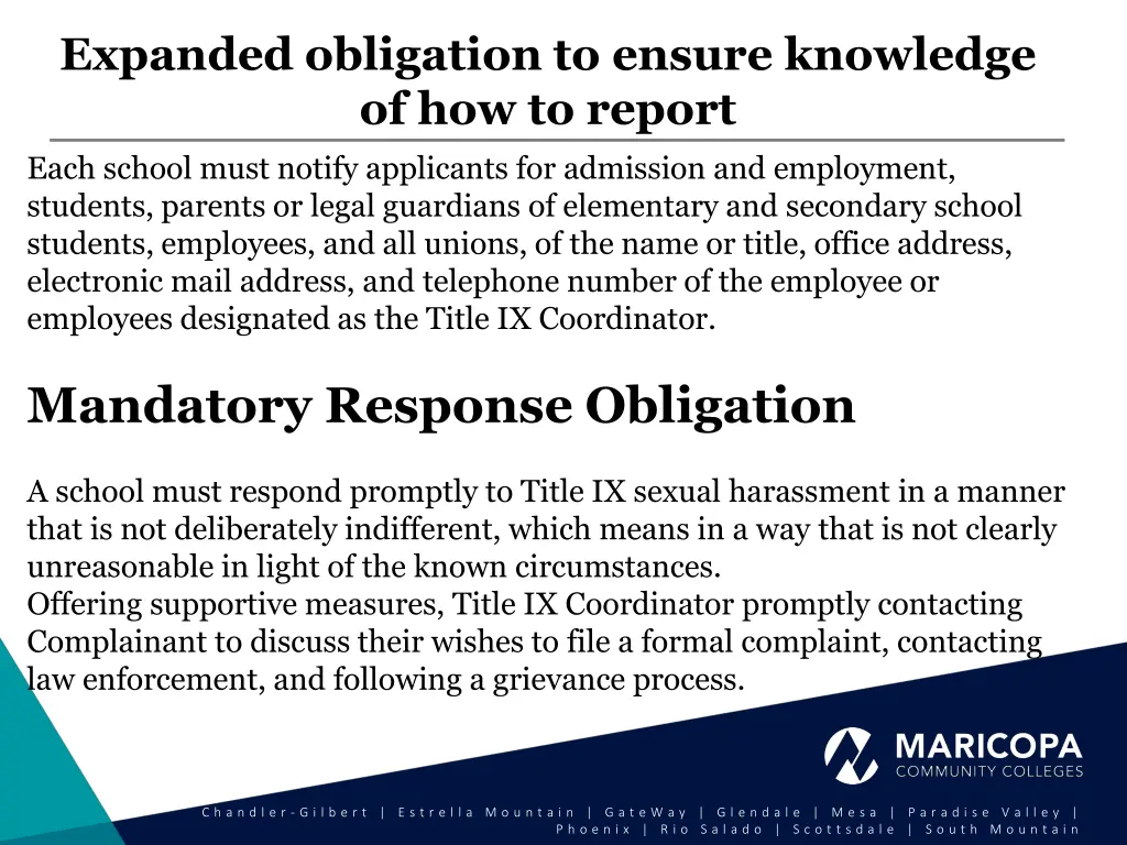 expanded obligation to ensure knowledge