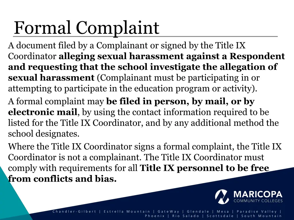 formal complaint a document filed
