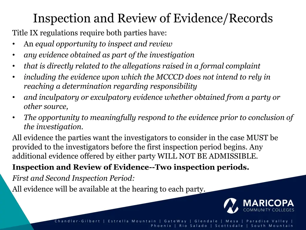inspection and review of evidence records title