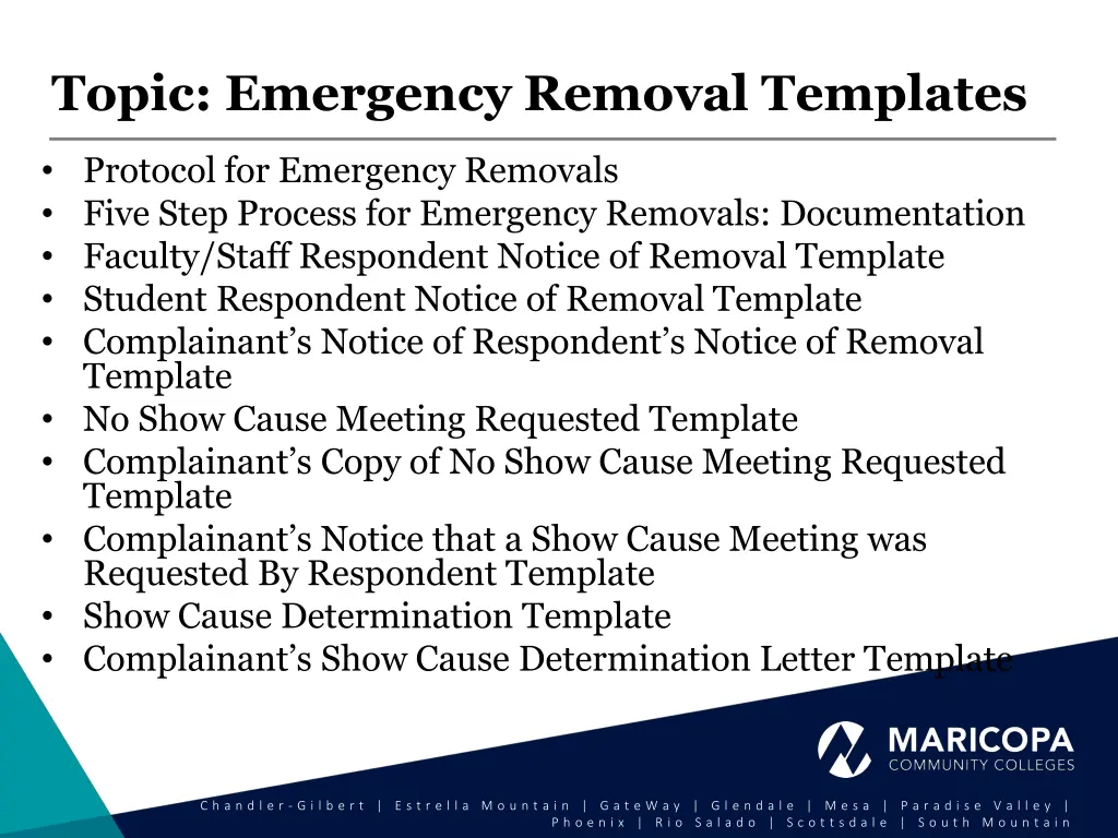 topic emergency removal templates