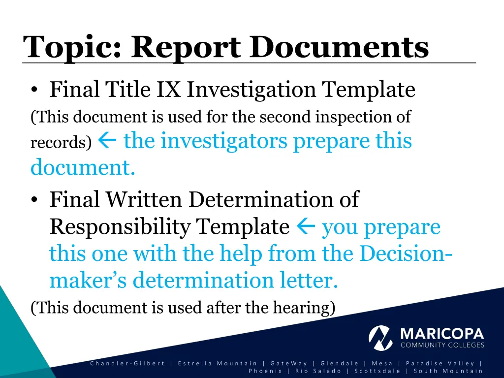 topic report documents