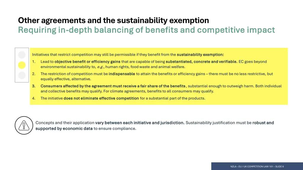 other agreements and the sustainability exemption