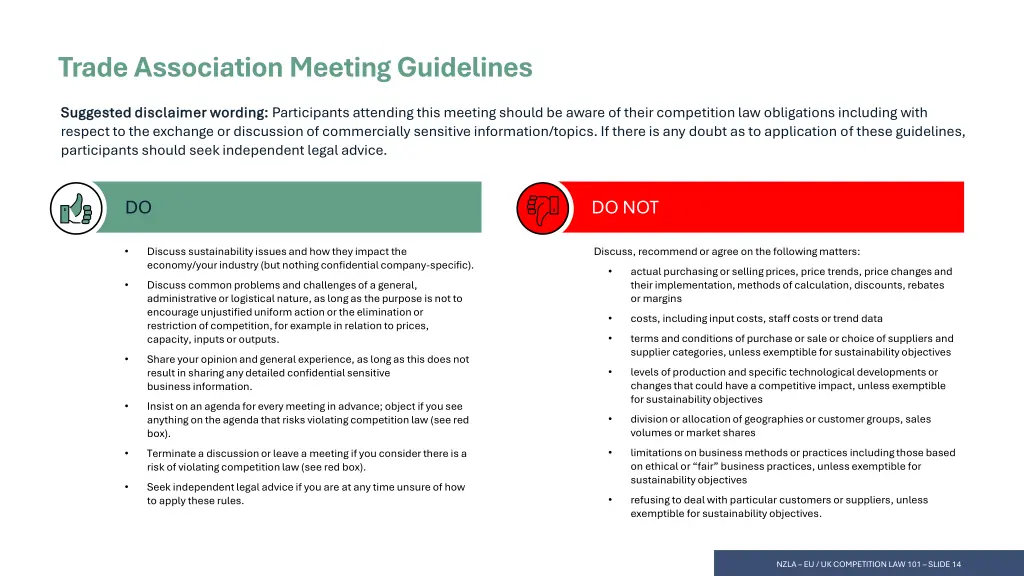 trade association meeting guidelines