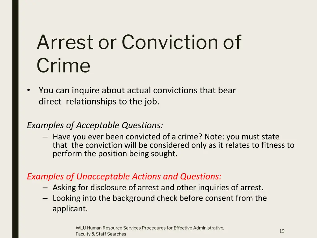 arrest or conviction of crime