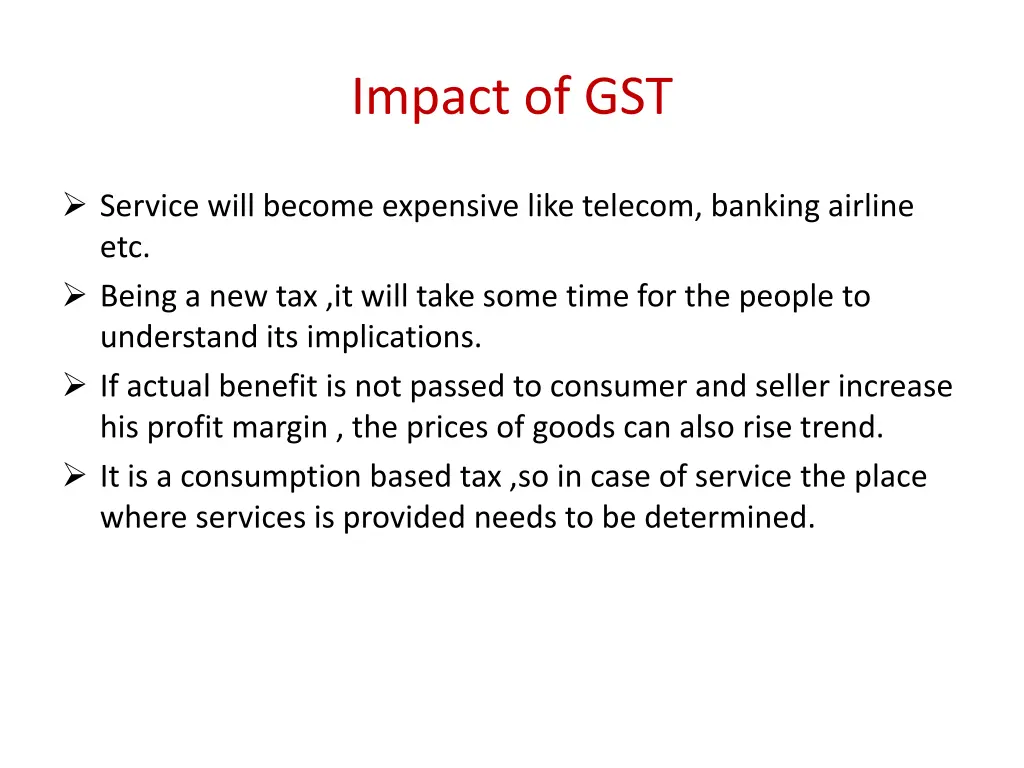 impact of gst