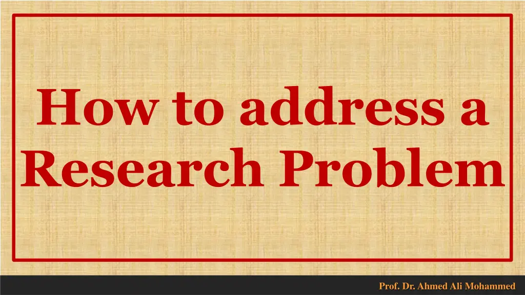 how to address a research problem