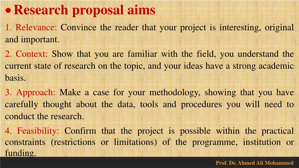 research proposal aims 1 relevance convince