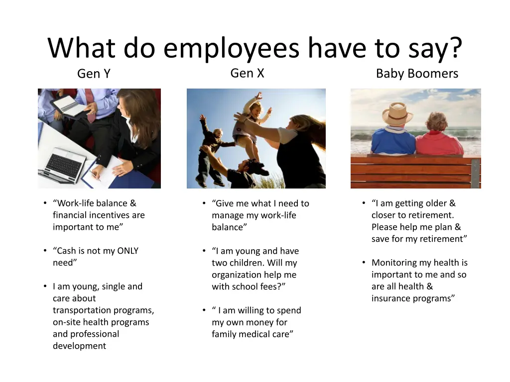 what do employees have to say gen y gen x