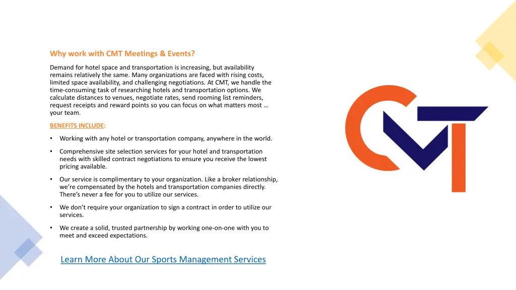 why work with cmt meetings events