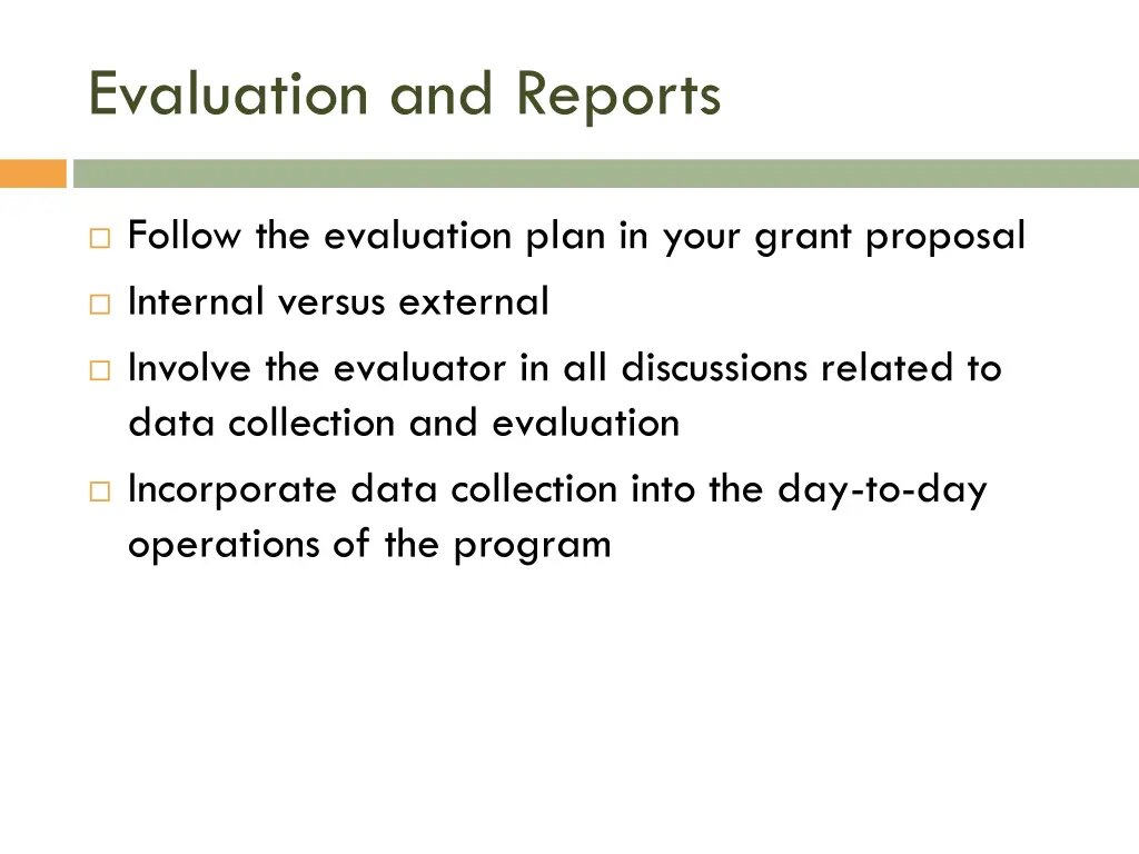 evaluation and reports