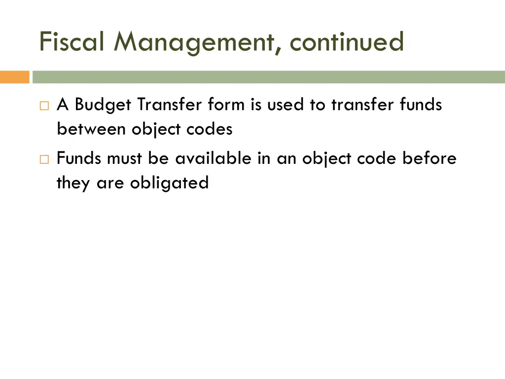 fiscal management continued