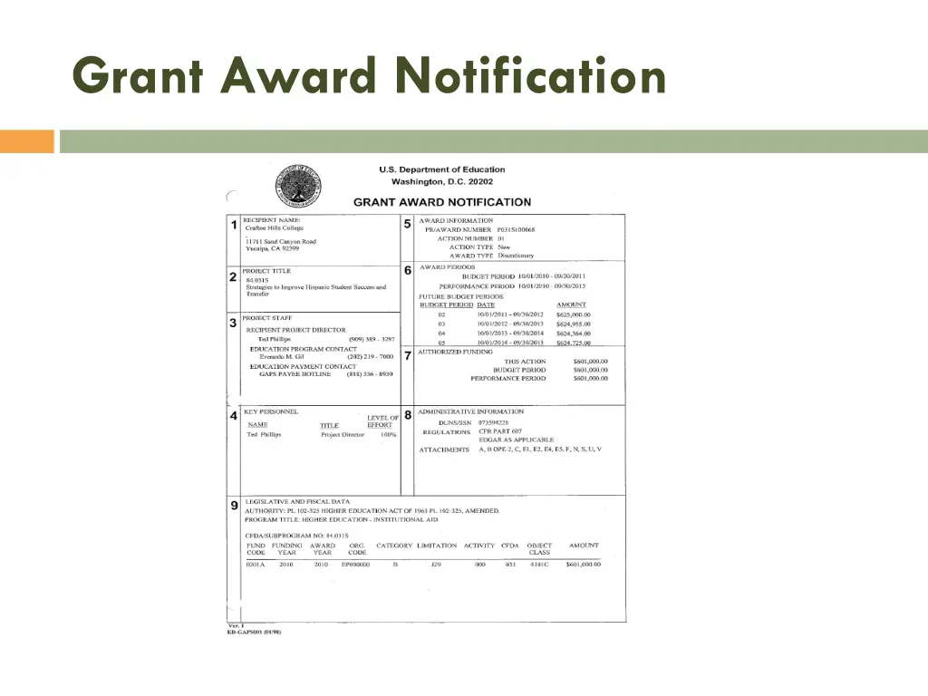 grant award notification