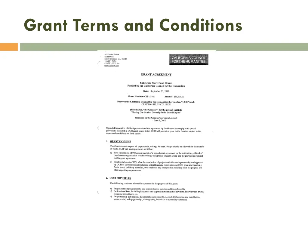 grant terms and conditions