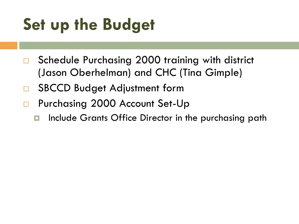 set up the budget
