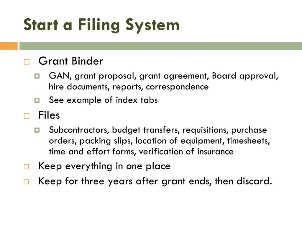 start a filing system
