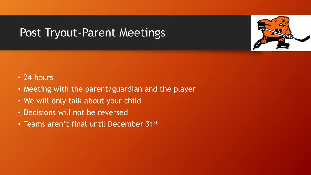 post tryout parent meetings