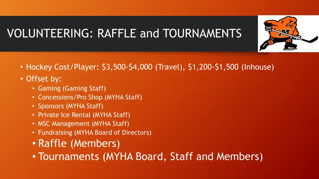 volunteering raffle and tournaments