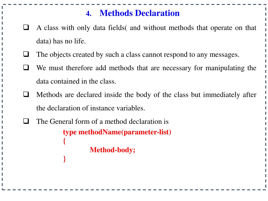 4 methods declaration