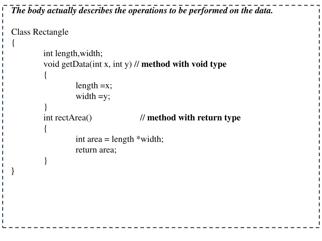 the body actually describes the operations