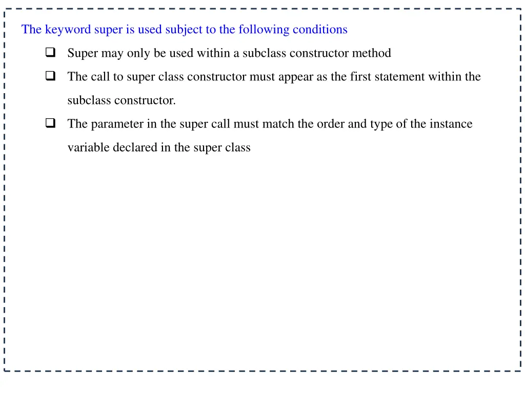 the keyword super is used subject