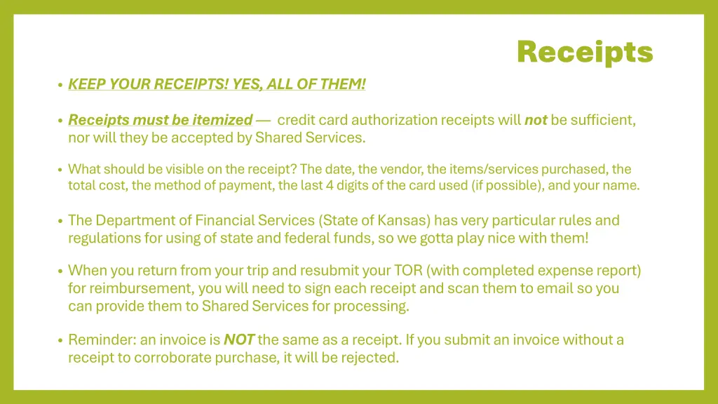 receipts