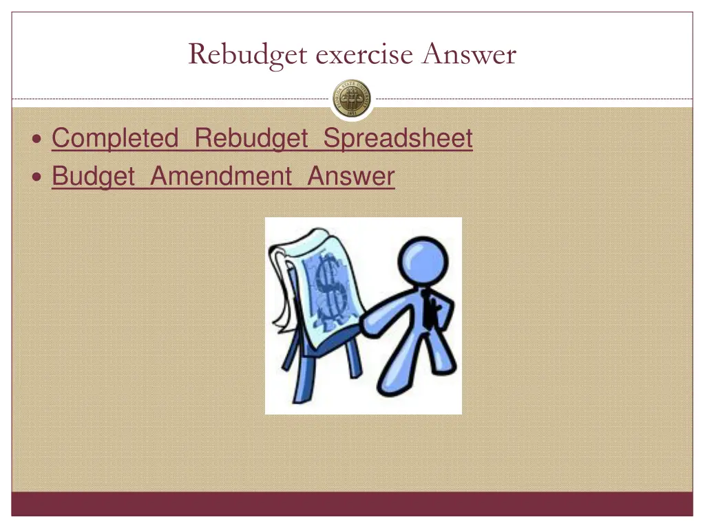 rebudget exercise answer