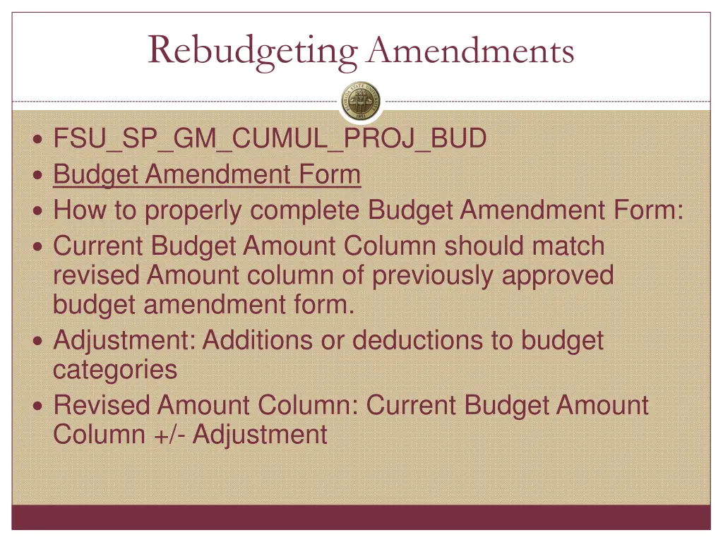 rebudgeting amendments