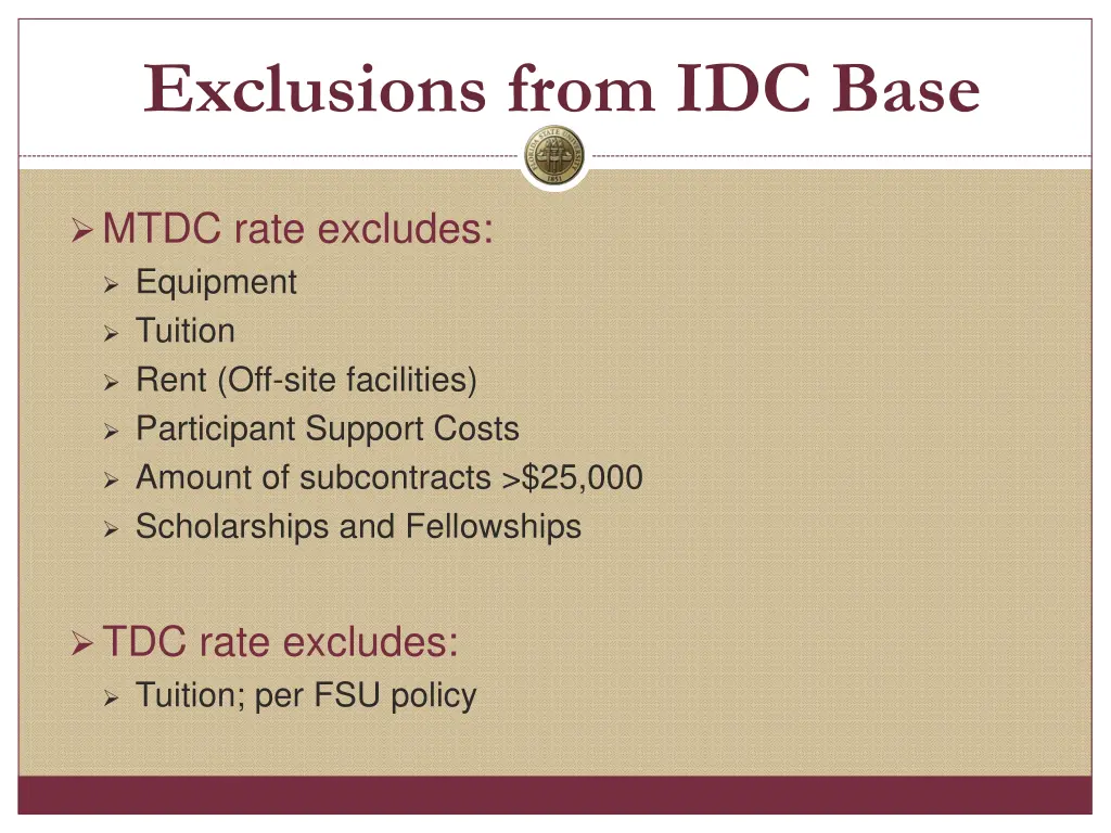 exclusions from idc base