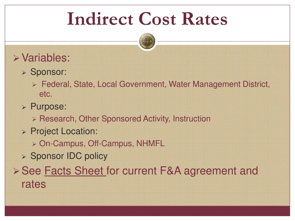 indirect cost rates