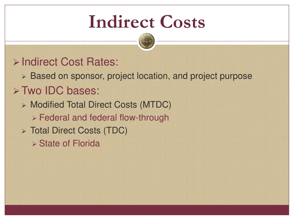 indirect costs