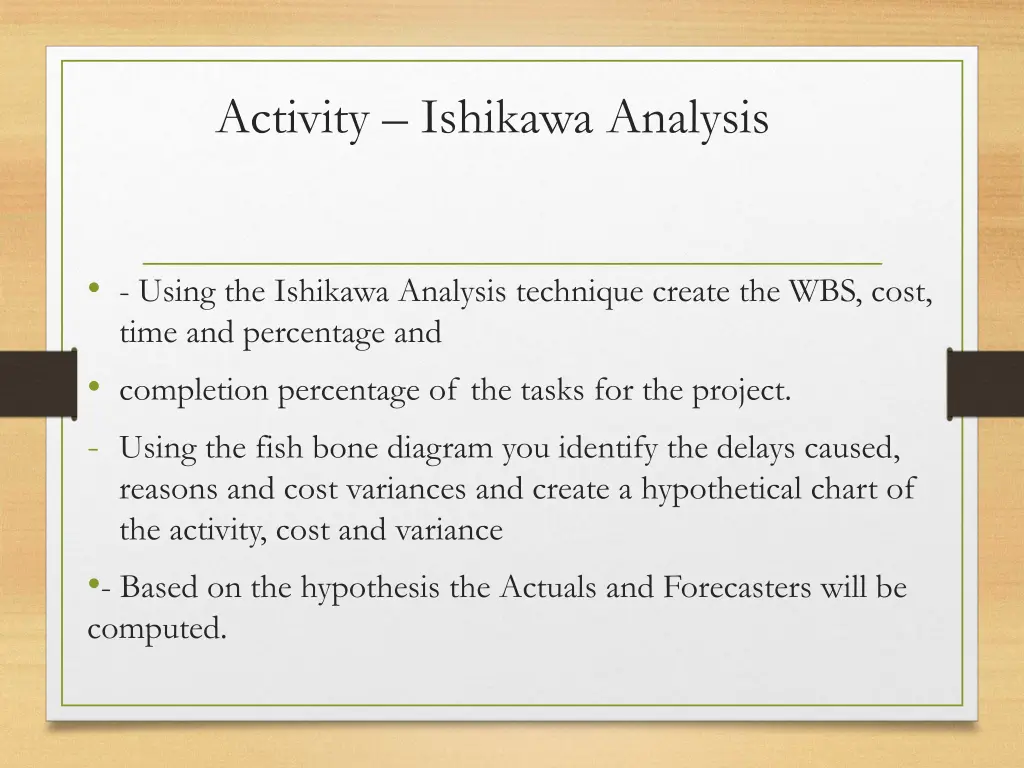 activity ishikawa analysis