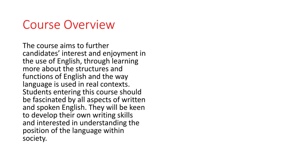 course overview