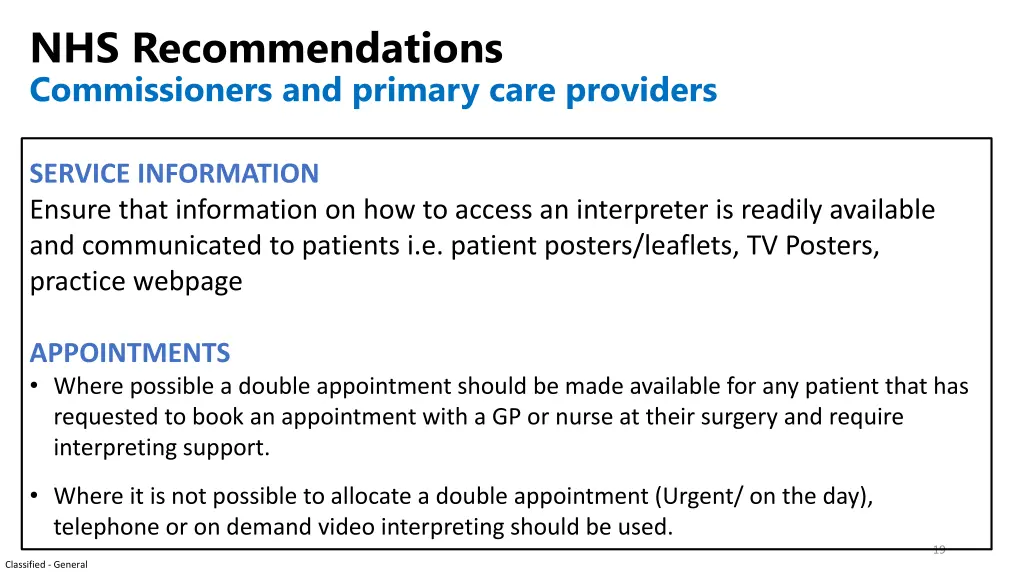 nhs recommendations commissioners and primary 2
