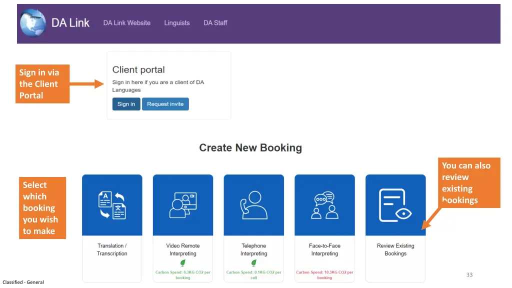 sign in via the client portal