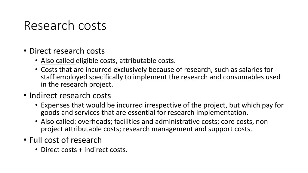 research costs
