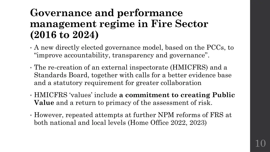 governance and performance management regime