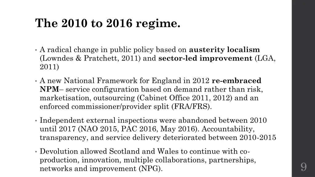 the 2010 to 2016 regime