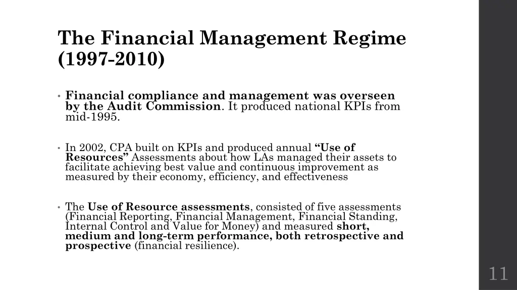 the financial management regime 1997 2010