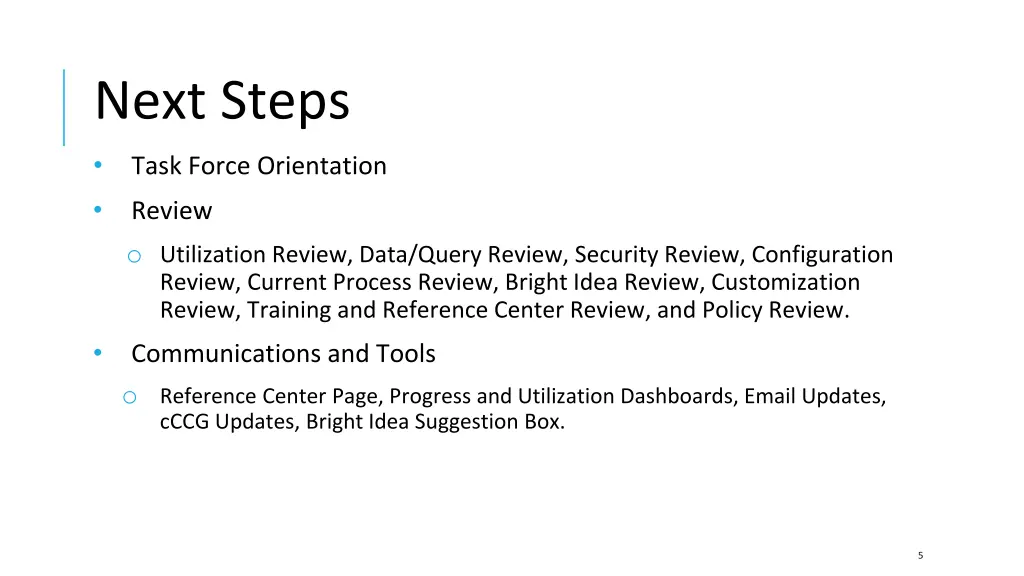 next steps