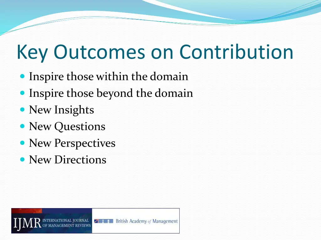 key outcomes on contribution