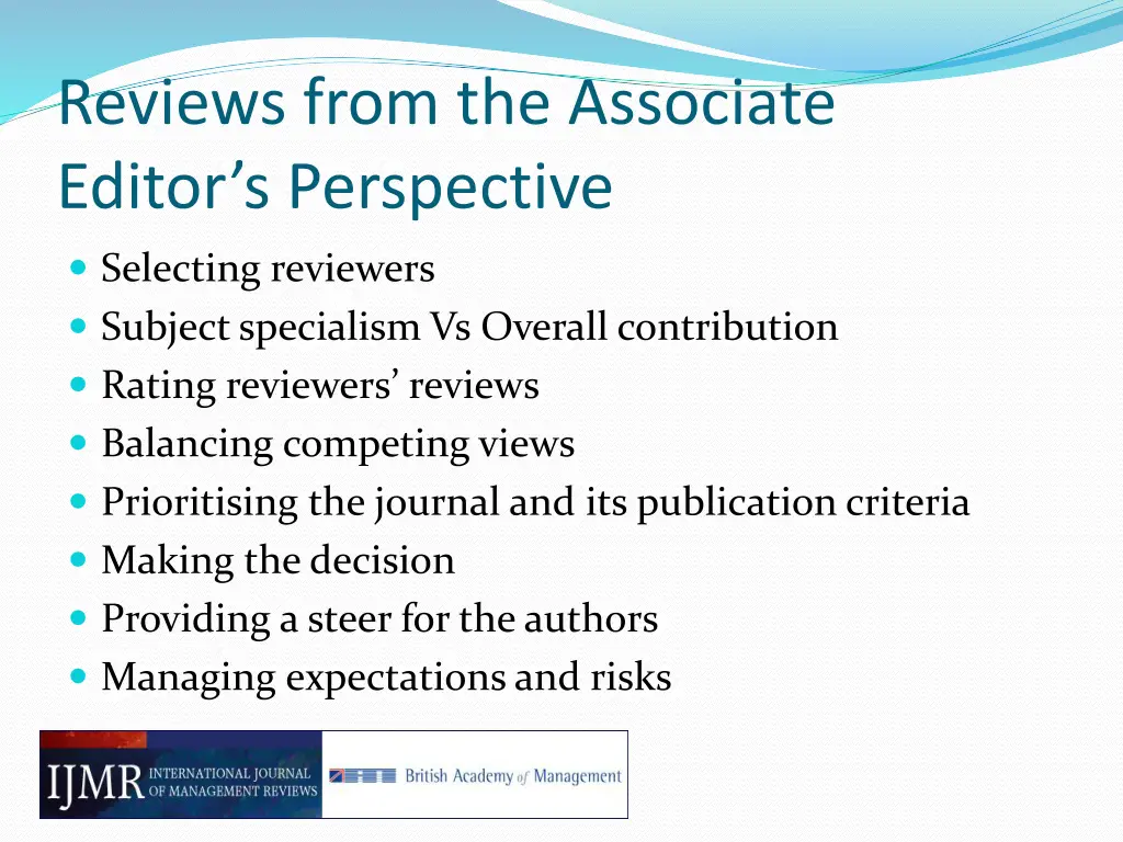reviews from the associate editor s perspective 1