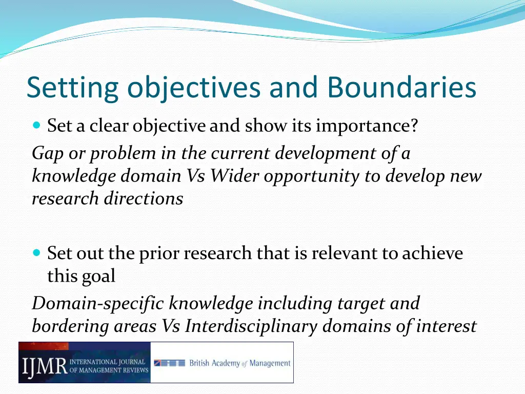 setting objectives and boundaries