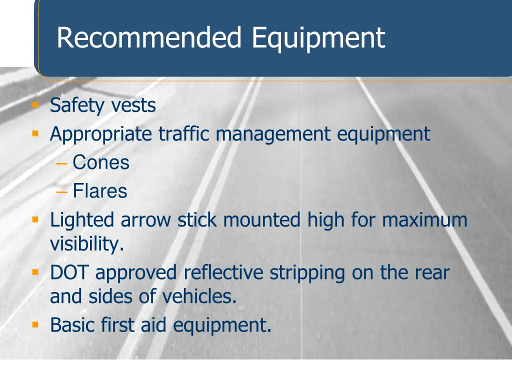 recommended equipment