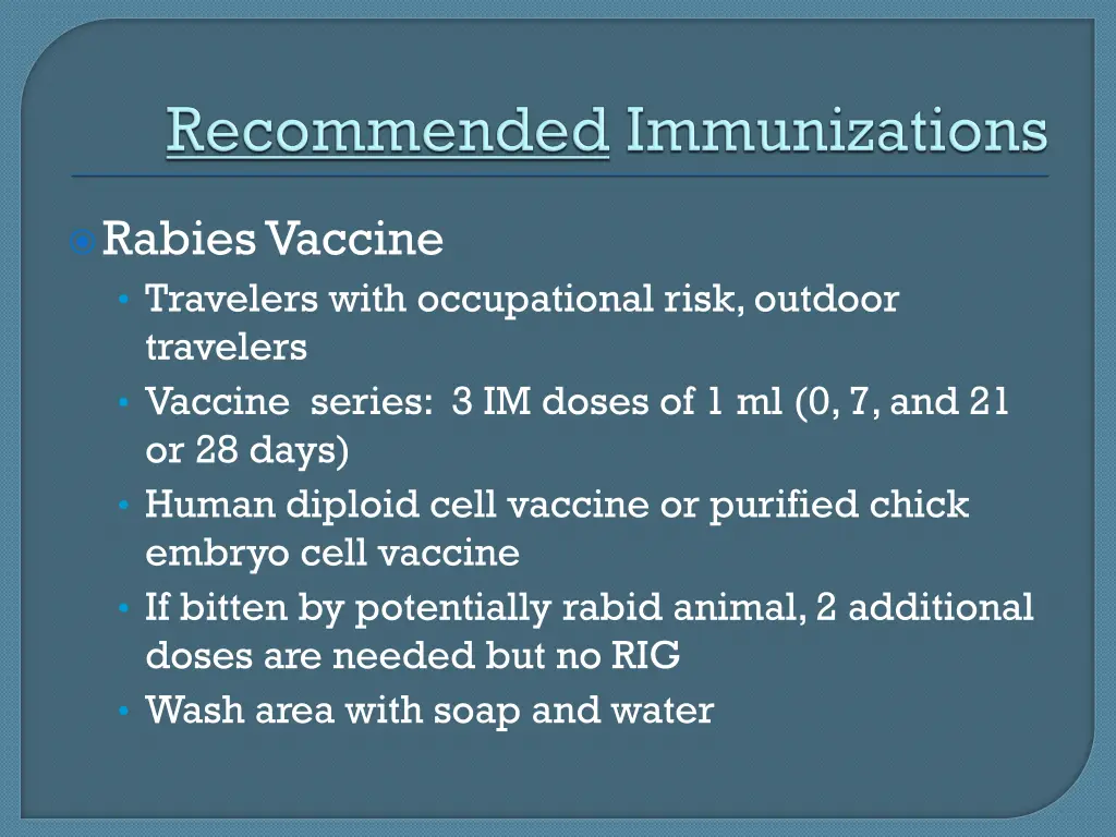rabies vaccine travelers with occupational risk
