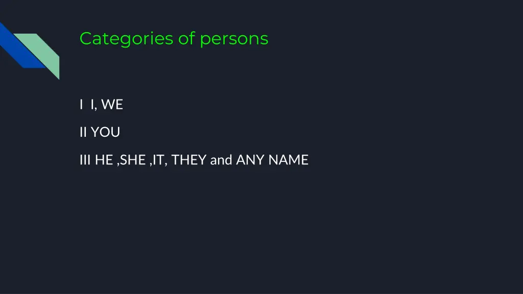categories of persons