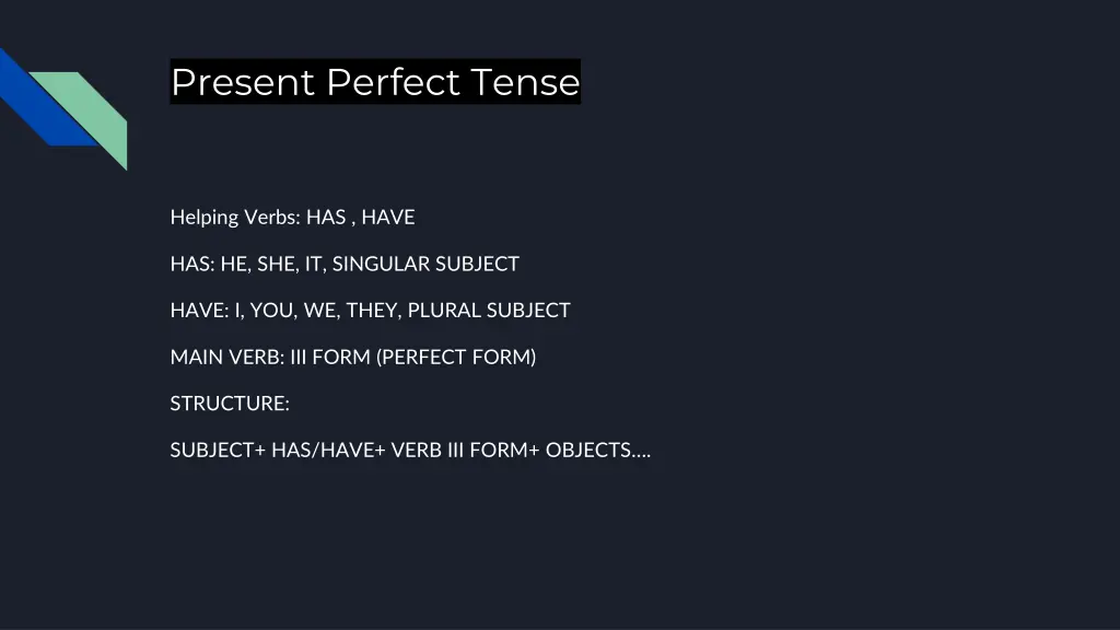 present perfect tense