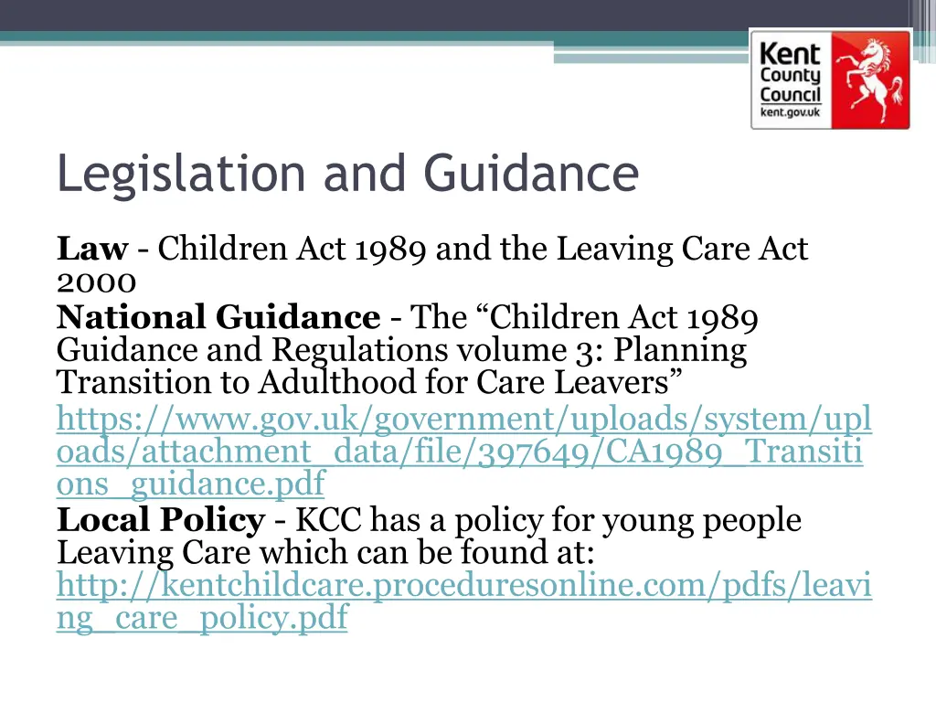 legislation and guidance