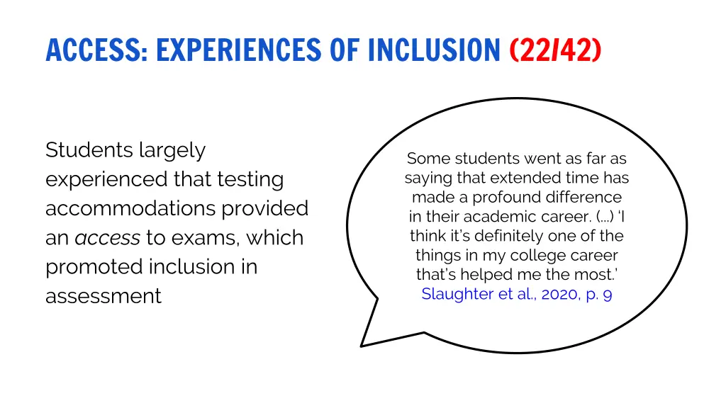 access experiences of inclusion 22 42